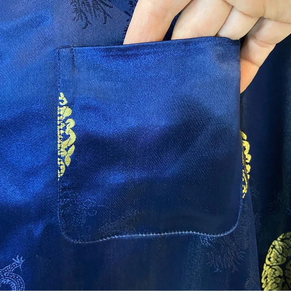 Vintage Asian Smoking Jacket Embroidered Dragon 🐉 - Picture 6 of 16